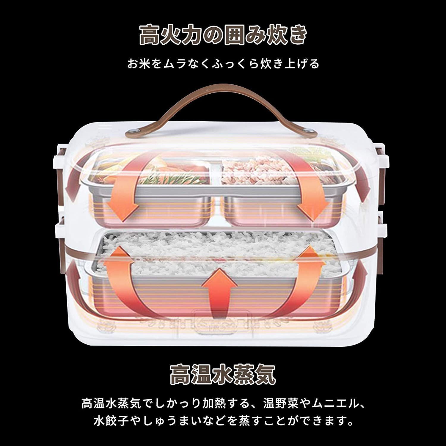 MITORI 2段式 コロナ感染抑える高速弁当箱炊飯器 0.5-1.5合 ひとり