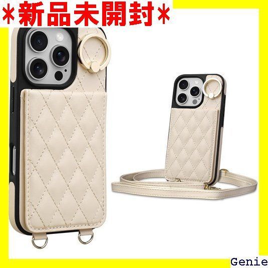 Shlybaay iPhone 16 Pro Max 対応 ケース 背面 手帳型 カードケース iPhone16 Pro Max 用 ショルダー ストラップ 背面ケース 手帳型ケース キルティング iPhone 16 プロ マックス アイ ch ホワイト 73