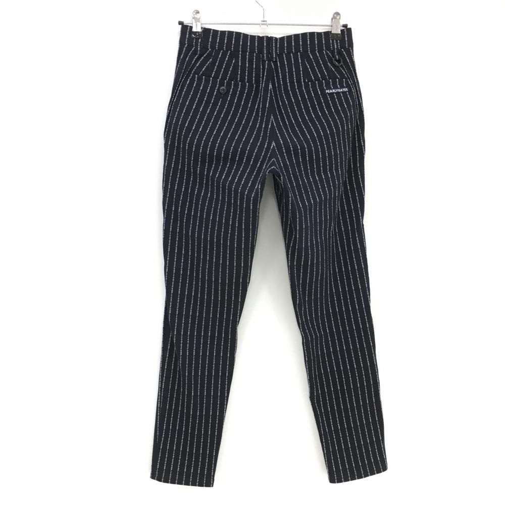 特価【超美品】パーリーゲイツ ストレッチパンツ ネイビー×白 ロゴ