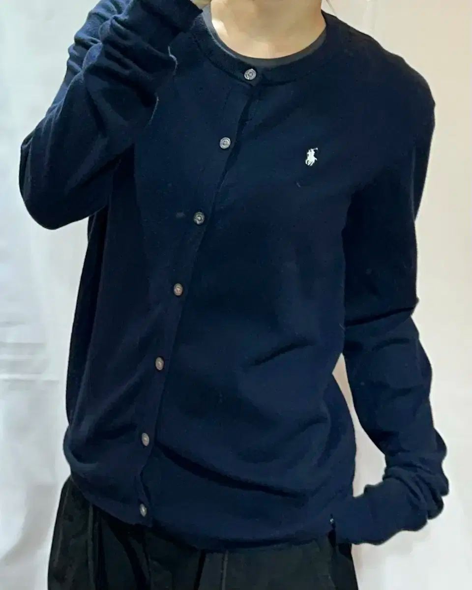 ポロラルフローレン 白 ポニー 公式 ネイビー カーディガン ケーブル  