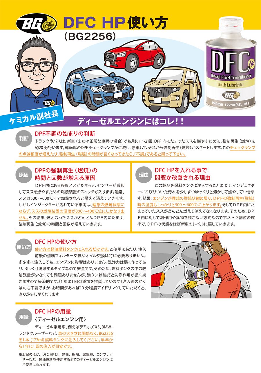 BG DFC プラスHP ディーゼル燃料添加剤946mL 3本セット BGジャパン