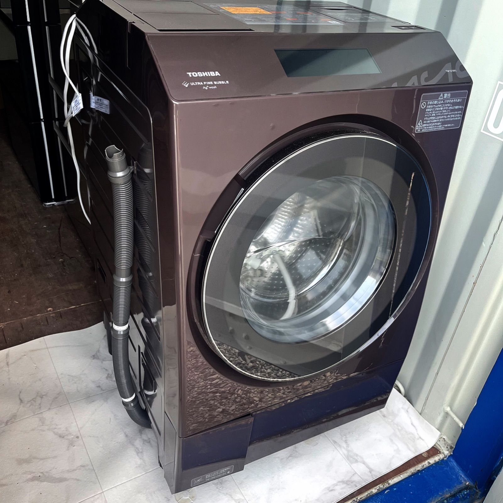 取付無料！東芝熱乾燥搭載！タッチパネル上位モデル高性能ブラウン洗濯機！冷蔵庫 取付無料！東芝最上位モデルタッチパネル熱乾燥搭載！ボルドー