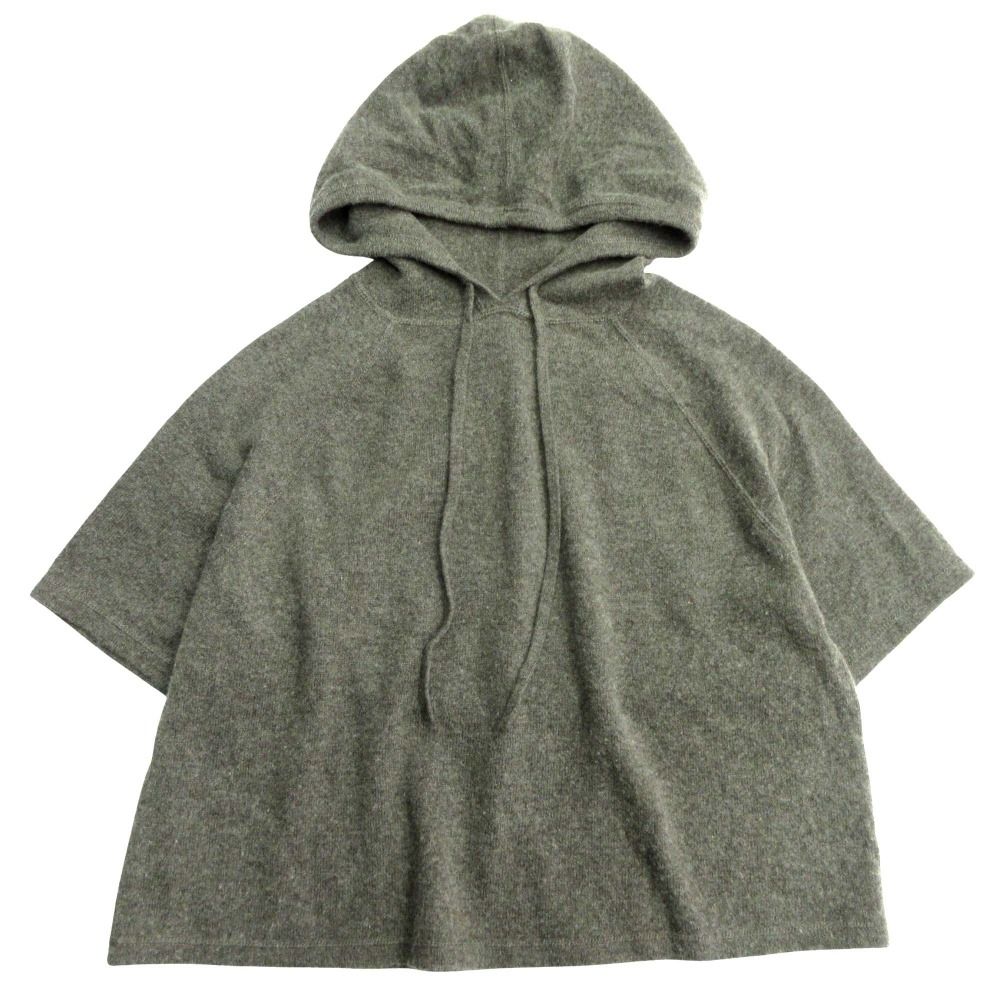 allude アリュード カシミヤ ニット プルオーバー フーディー パーカー セーター ラグランスリーブ カットソー カーキ レディース 古着
