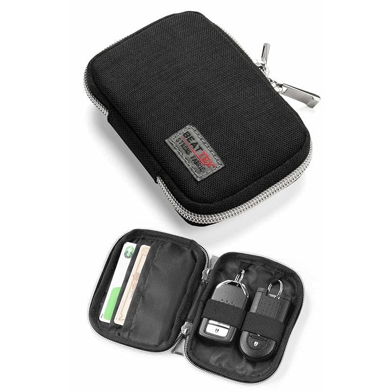 サンワダイレクト スマートキーケース 2個収納 横並び カード入れ付き 撥水 ブラック 200-CAR054BK 0