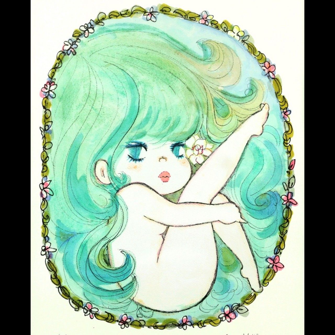 水森亜土 「Sweet Sue」 版画 アーカイバル 15/200 直筆サイン