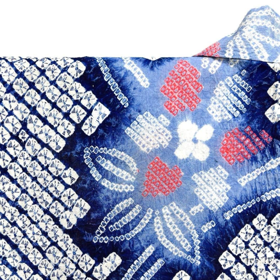 浴衣 有松鳴海絞り 花模様 流線 鹿の子 グラデーション 着物 034a d