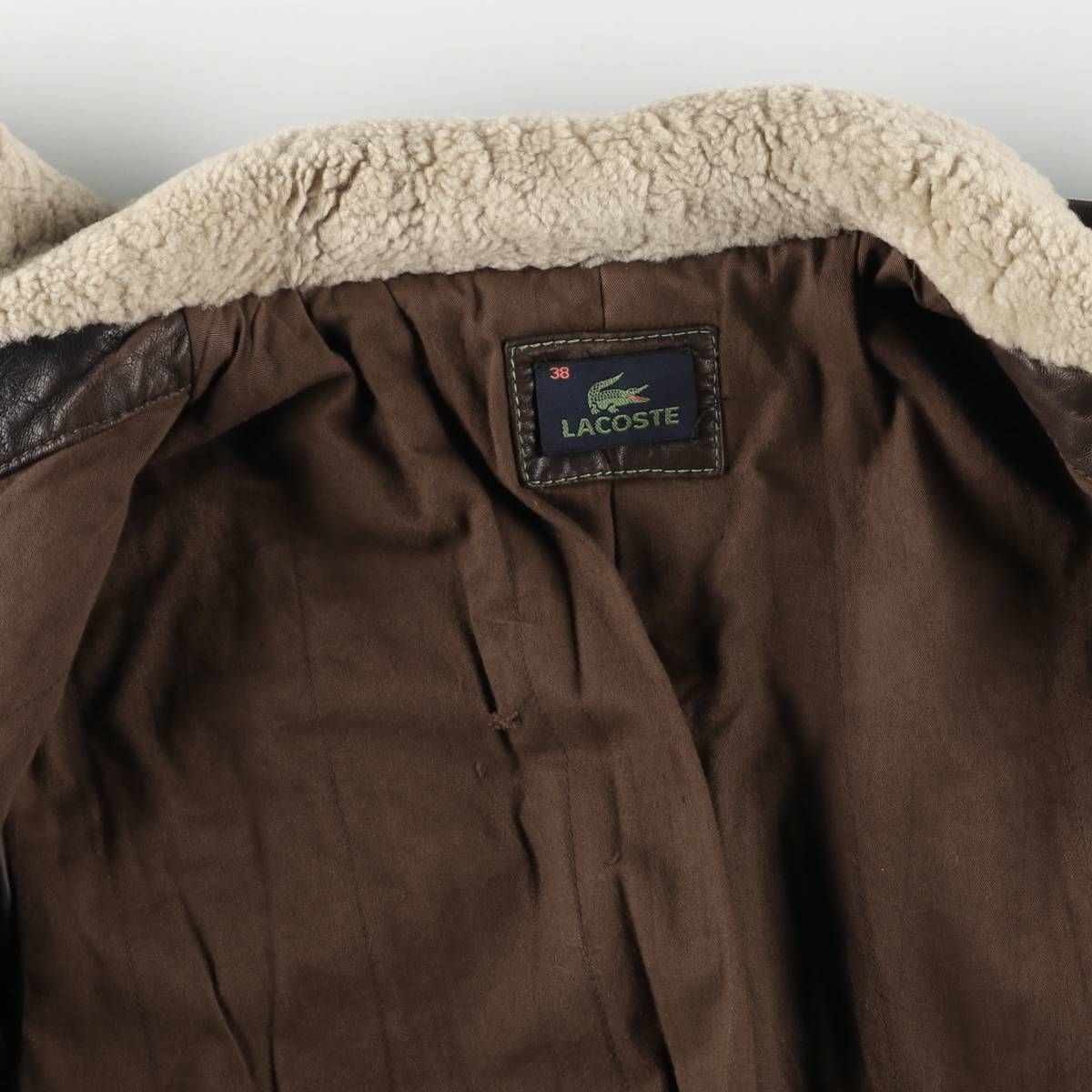 古着 ラコステ LACOSTE 中綿入り ショップ レザーブルゾンジャケット  