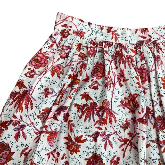 パトゥ 21PA2-SK019 バルーン スカート オーガニックコットンバブルスカート フラワープリント コットン ホワイト レッド サイズ 34