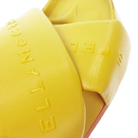 ステラマッカートニー STELLA McCARTNEY クロスサンダル ミュール 厚底 フェイクレザー ロゴ 38 24.5cm 黄 イエロー |MN8 GY19 KIN-KAAI_COM
