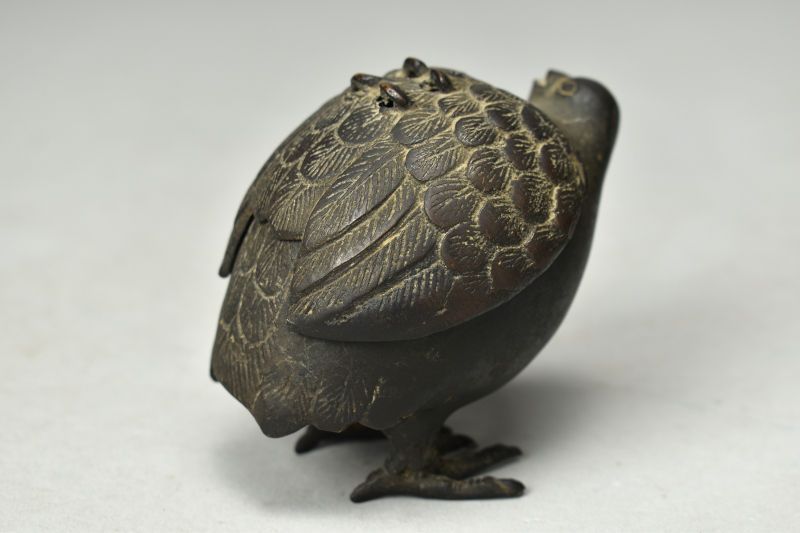 蔵A5432 古美術 古銅 うずら形香炉 江戸時代