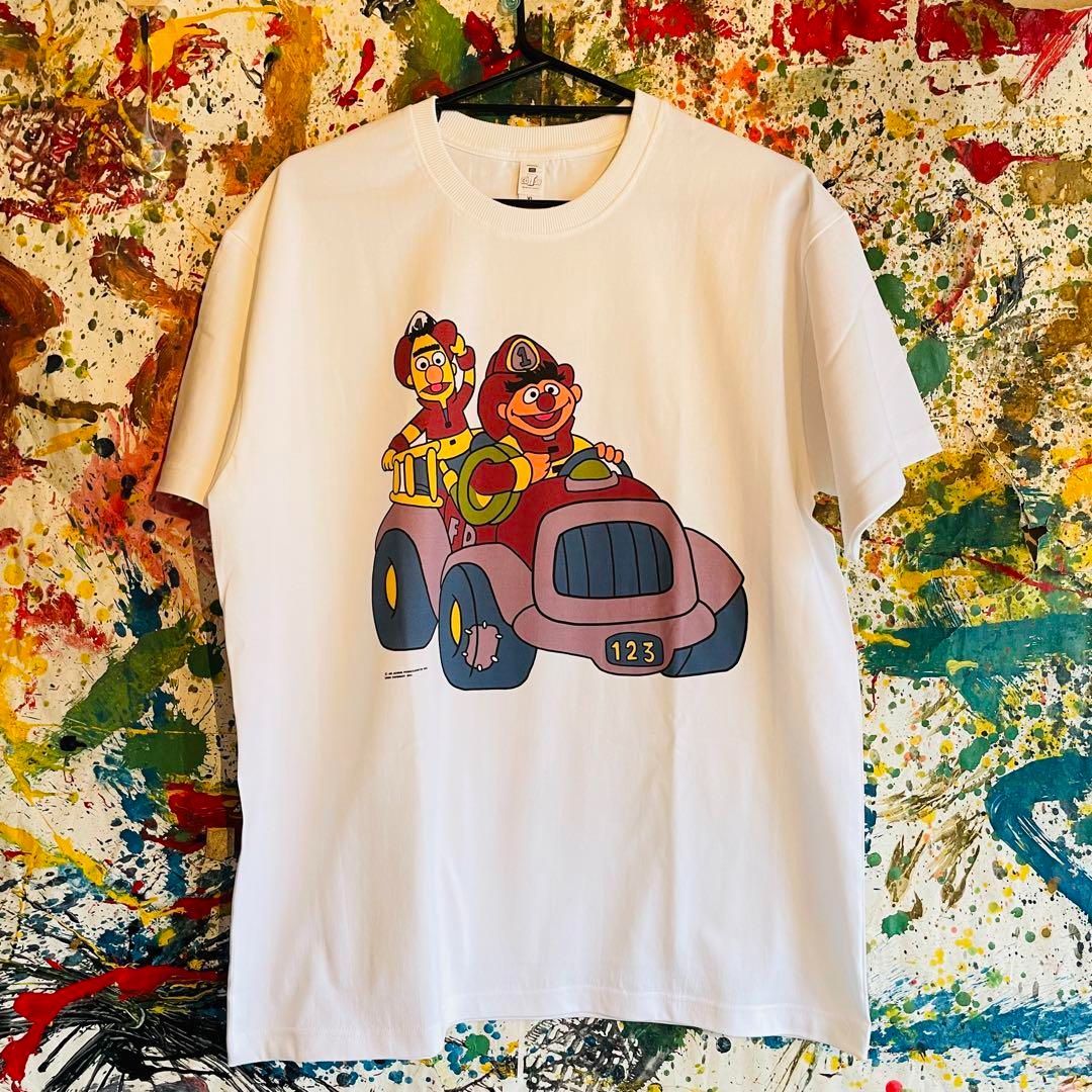 セサミストリート リプリント Tシャツ 半袖 メンズ 新品 個性的 黒 XL