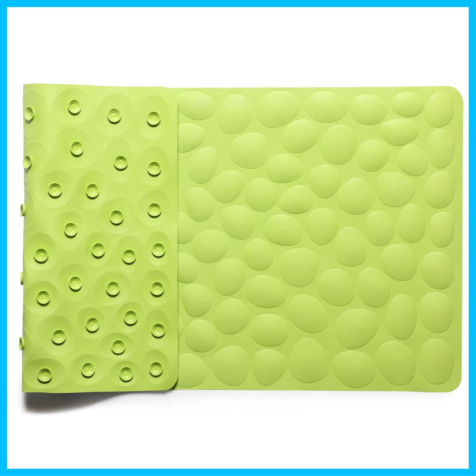 浴槽 40×80cm すべり止めマット ストーン柄 天然ゴム製 お風呂マット お風呂 介護 転倒防止 吸盤付き IRETION 柔らかい グリーン