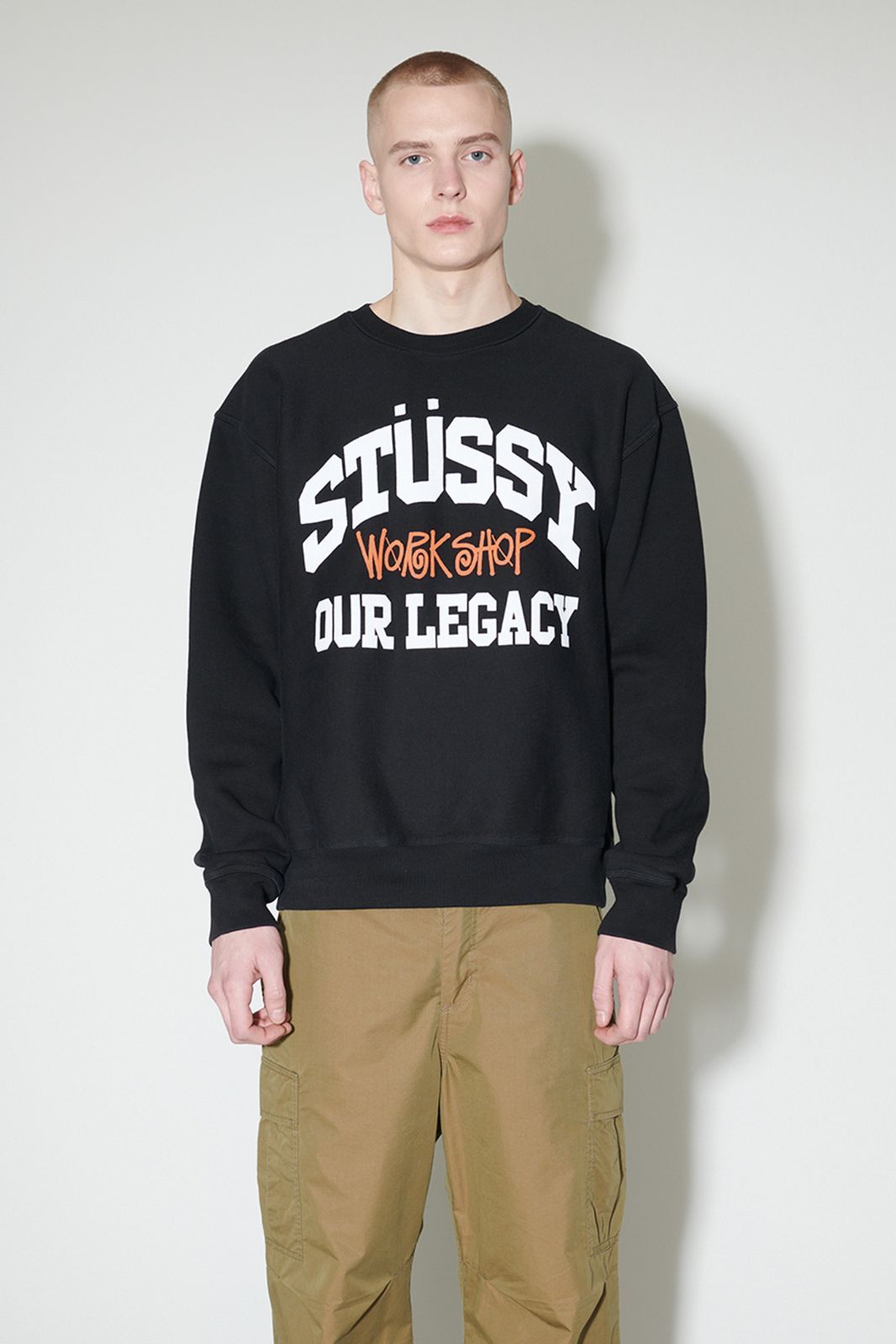 Stussy x Our Legacy Collegiate Pig. Dyed Crew ステューシー アワーレガシー クルー ネックスウェット  Black / Ash Heather