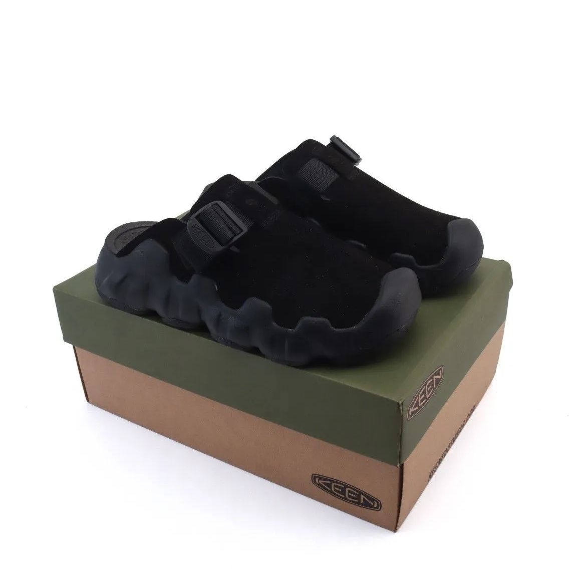 国内外の人気が集結 KEEN Black サンダル レザー クロッグ ハイパーポート HYPERPORT 靴