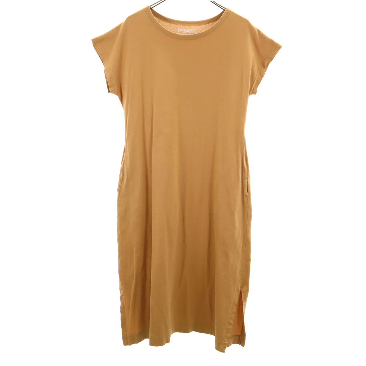 PLEATS PLEASE ISSEY MIYAKE. プリーツプリーズイッセイミヤケ 日本製 フレンチスリーブ ロングワンピース 3 ベージュ系 レディース PLEATS PLEASE ISSEY MIYAKE. プリーツプリーズイッセイミヤケ 日本製