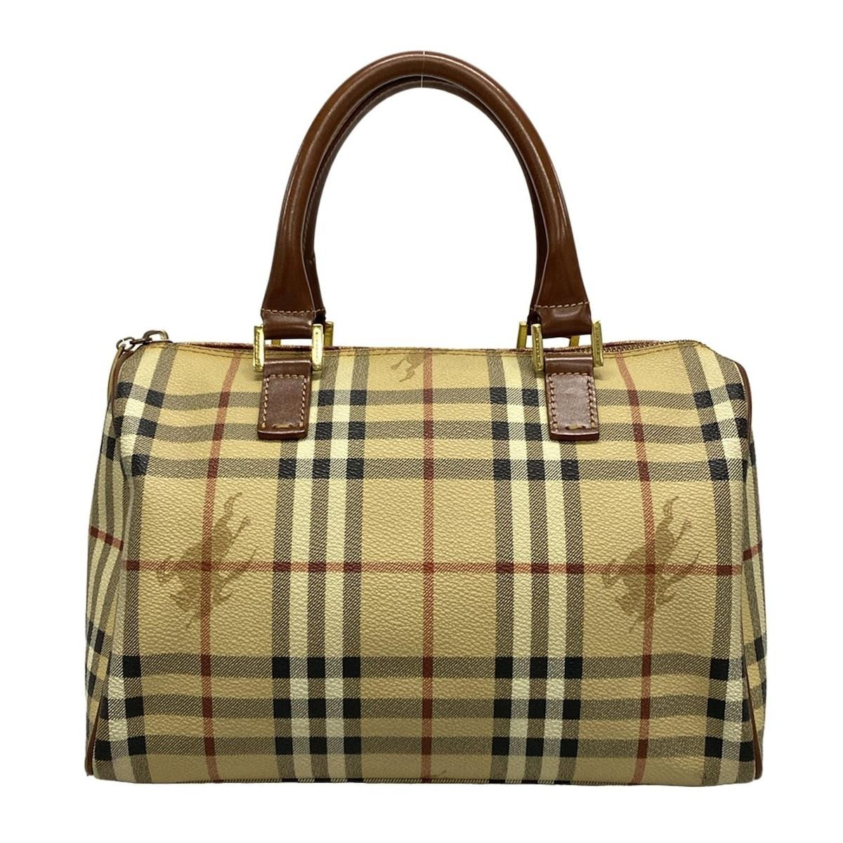 BURBERRY ハンドバッグ ブラウン チェック柄 BURBERRY バーバリー ショルダーバッグ チェック柄 ミニボストン