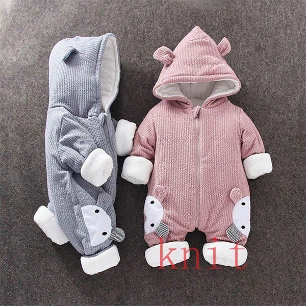防寒 カバーオール ロンパース パジャマ スリープウェア ルームウェア コート アウター 帽子付き 新生児　秋冬 冬用 幼児 女の子 ベビー用品 子供用