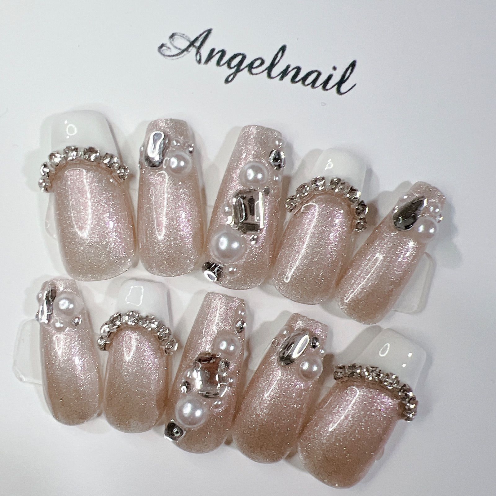 mignonnailお急ぎ便A♡ ネイルチップ 韓国 量産型 ワンホン ラメ 