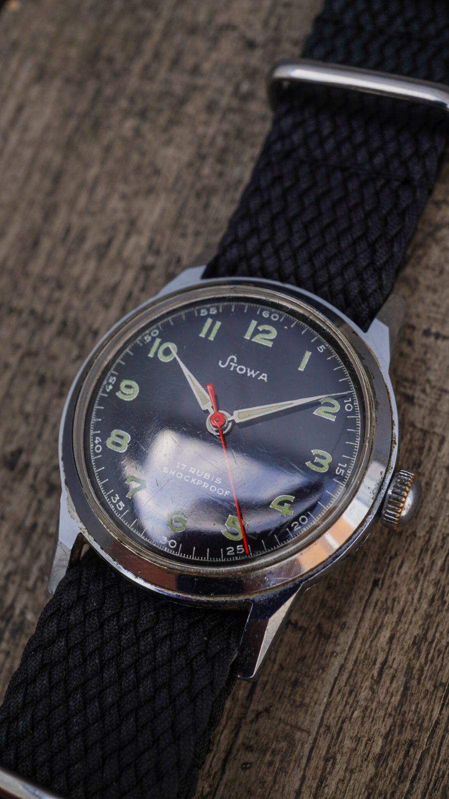 【1950s】STOWA ストーヴァ フランス軍 タイプ1 《軍用時計 ユーロ ミリタリー ウォッチ ヴィンテージ ビンテージ ブラックミラーダイヤル アルファハンド》