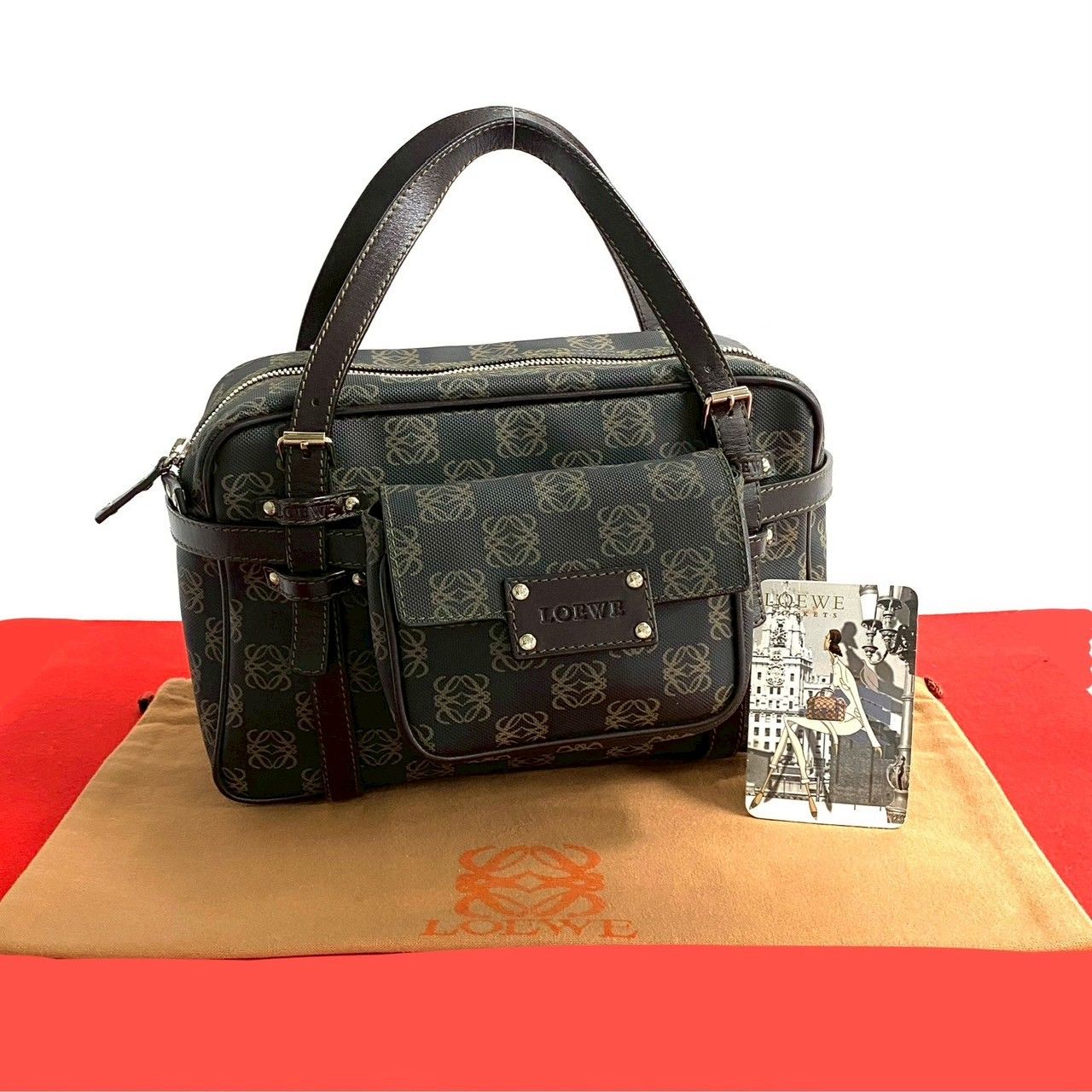 専用 確認用 美品⭐︎LOEWE ミニボストン レザー PVC アナグラム ポーチ・保存袋付
