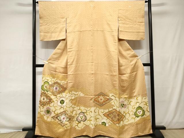 平和屋着物□上質な小紋 更紗唐草文 金彩 正絹 逸品 DAAQ9759bc