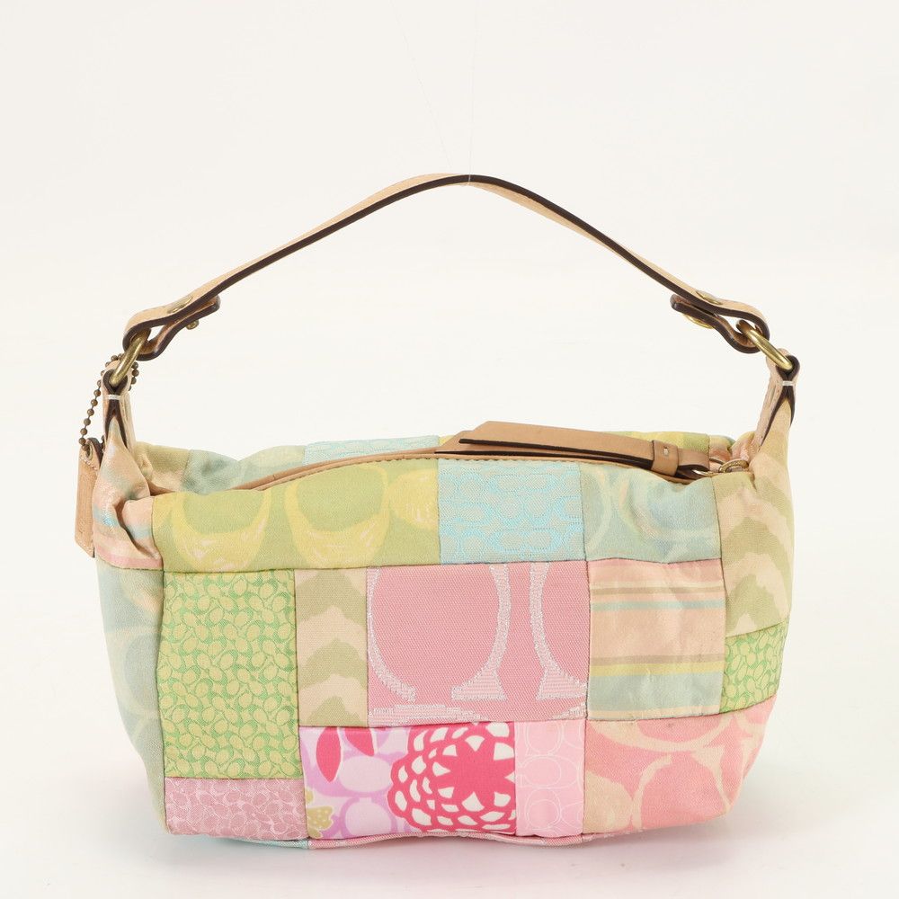 【美品】COACH アクセサリーポーチ ハンドバッグ パッチワーク ハラコ 美品 コーチ パッチワーク 8320 ハンドバッグ 肩掛け トート