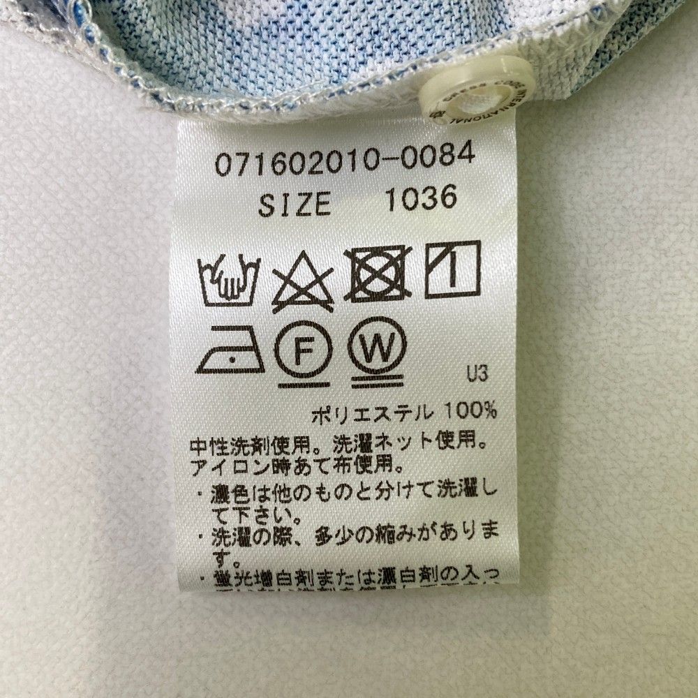 サイズ：36 ZOY ゾーイ 071602010 ノースリーブポロシャツ 総柄 ホワイト系 [240101416520] ゴルフウェア レディース ストスト ゴルフ サイズ：36 ZOY ゾーイ 071602010 ノースリーブポロシャツ 総柄
