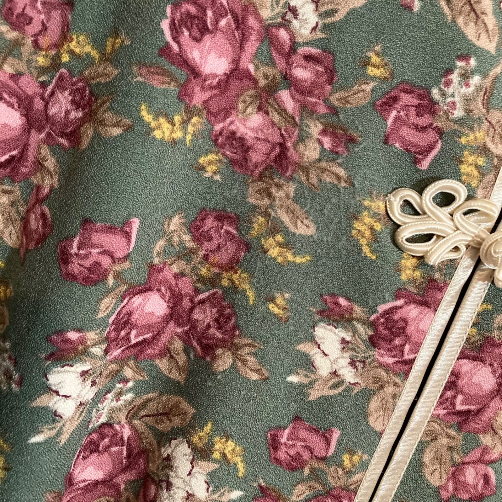 ジュエティ チャイナシャツ 花柄 グリーン jouetie 花柄シャツ