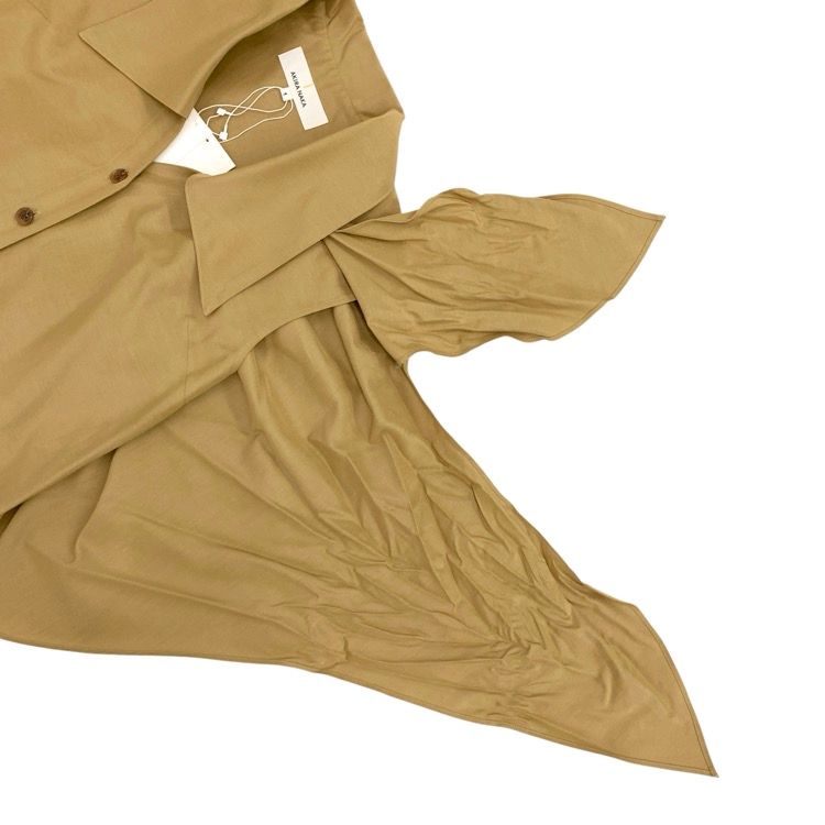 未使用品 AKIRANAKA アキラナカ GWEN SILK COTTON SHIRT 袖リボンシャツ ブラウス ベージュ 1 AR1938BE 未使用品 AKIRANAKA アキラナカ GWEN SILK COTTON SHIRT 袖