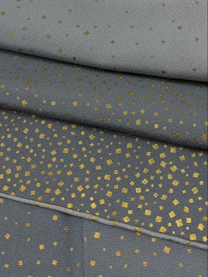 人間国宝 福田喜重 落款入 工芸摺箔 訪問着 一つ紋 霞切金ちらし 正絹 躾糸付