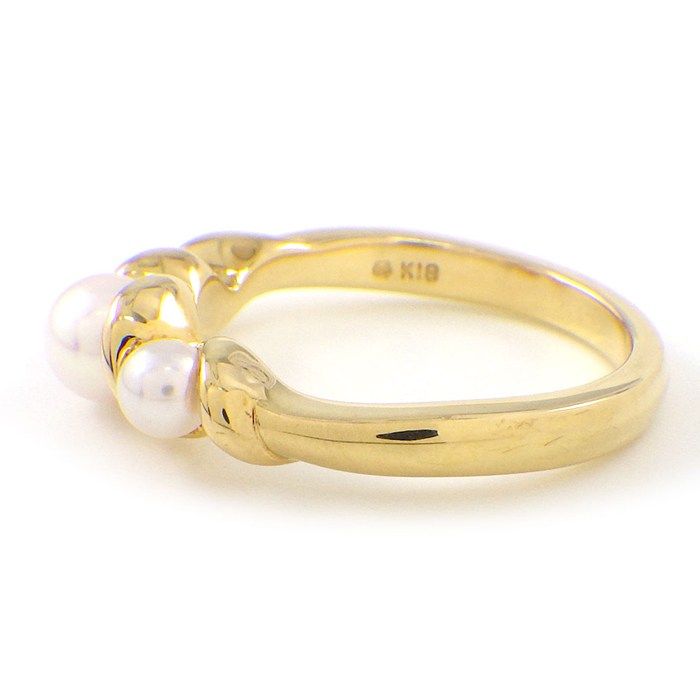 ミキモト MIKIMOTO リング 3ポイント パール 3.5-5.0mm珠 K18YG 12号  