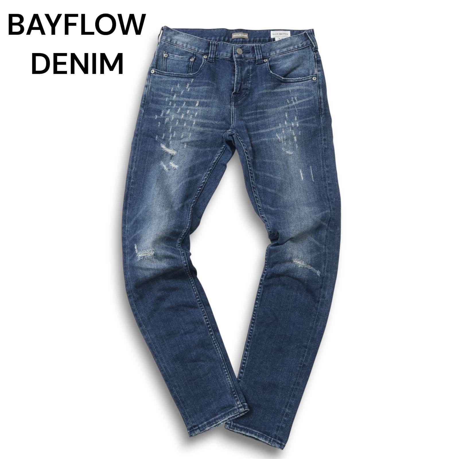 BAYFLOW DENIM ベイフロー 通年 ダメージ加工☆ ストレッチ スリム 