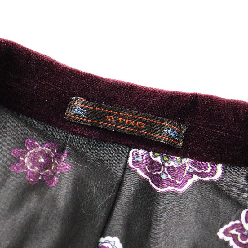 美品 イタリア製 エトロ ETRO ベロア テーラードジャケット 50
