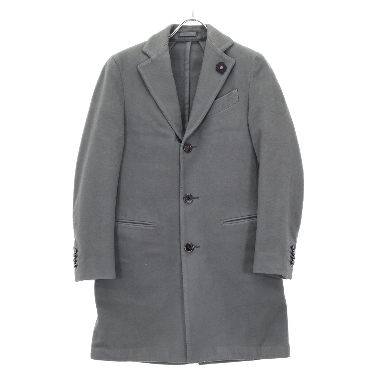 超美品】LARDINIグレー チェック柄 ダブルブレスト チェスターコート