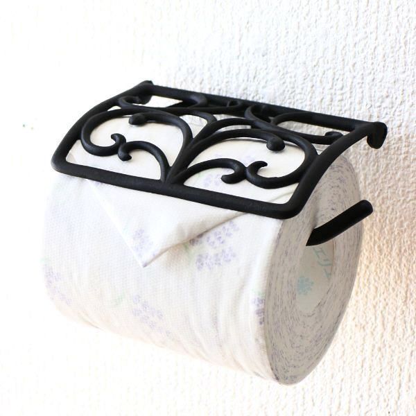トイレットペーパーホルダー カバー 真鍮 アンティーク エレガント デザイン おしゃれ ブラック 黒 金属製 感 ブラスペーパーホルダー ROCA