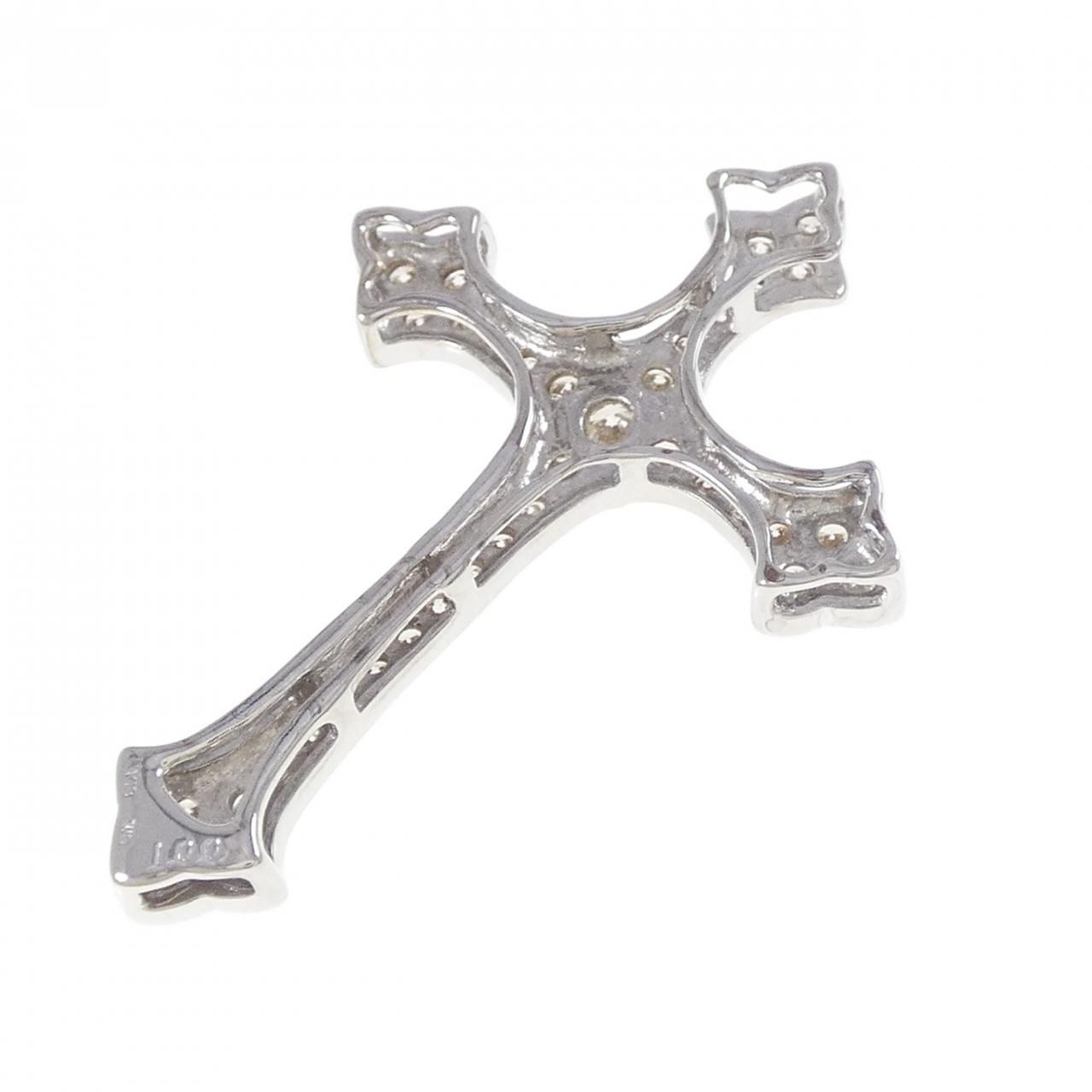 K18WG クロス ダイヤモンド ペンダント 1.00CT