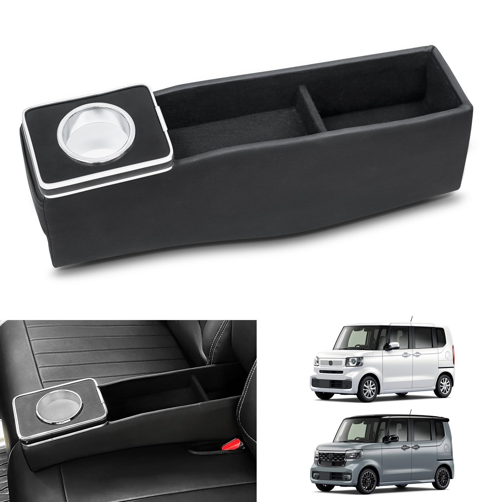 TELLIKA NBOX コンソールボックス JF5|JF6|JF4|JF3用 ベンチシート車 NBOX customアームレスト 車内収納ボックス ドリンクホルダー カードホルダー 大容量 車種設計 インテリア 内装パーツ カスタムパーツ アクセサリー 装着
