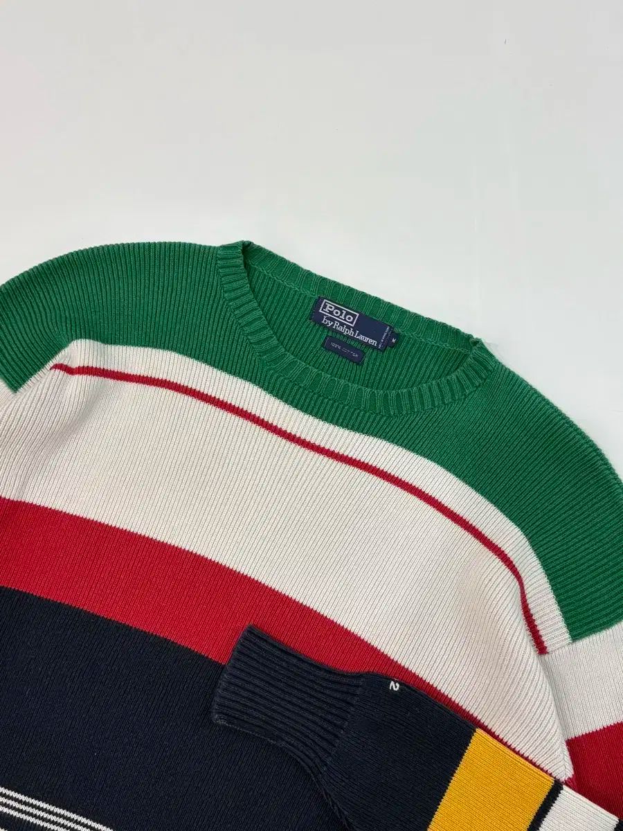 Polo ポロ Ralph Lauren ラルフローレン 90s コットン バイカラー ボーダー柄 ニット セーター