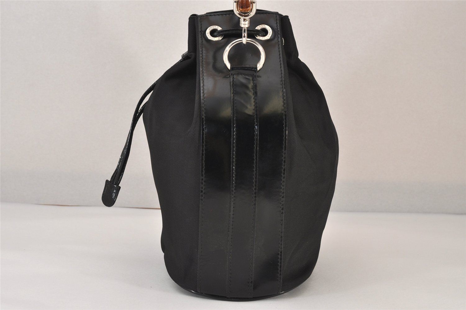 GUCCI グッチ バンブー 2Way 巾着型 ショルダーバッグ ナイロン