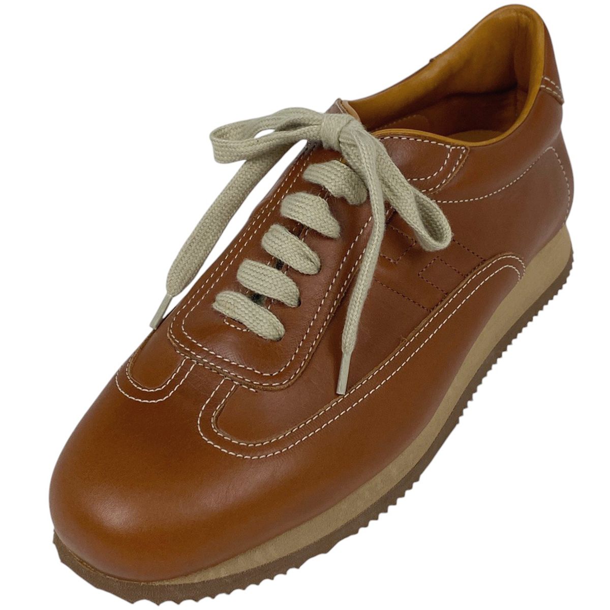 エルメス HERMES Hロゴ付きブラウンレザーローファー