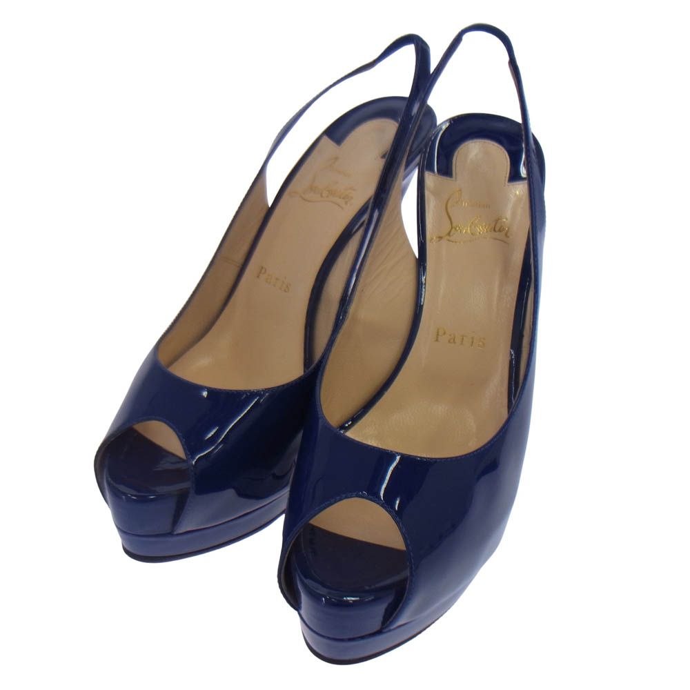 Christian Louboutin クリスチャンルブタン オープントゥ ハイヒール サンダル パンプス ブルー系 レッド系 38