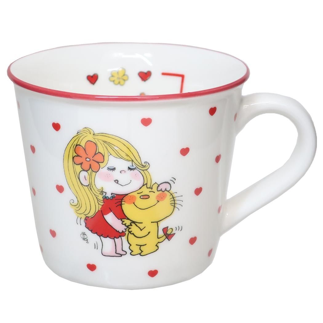 水森亜土 マグカップ カラーラインマグ ドキドキ ティーズファクトリー