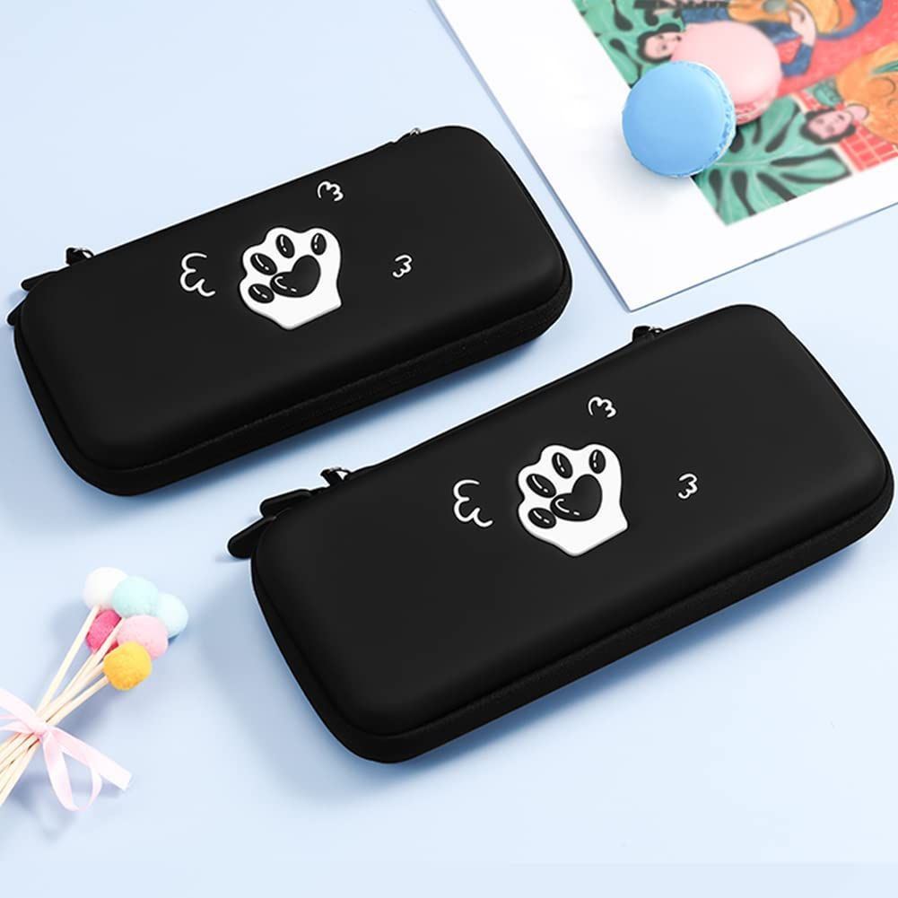 Switch収納 Nintendo HIGHAWK Switch用ケース ショルダー 保護 カバー 防水 猫肉球 可愛い 防塵 耐衝撃 ニンテンドー用 任天堂スイッチ カード収納（Switch専用・ブラック）