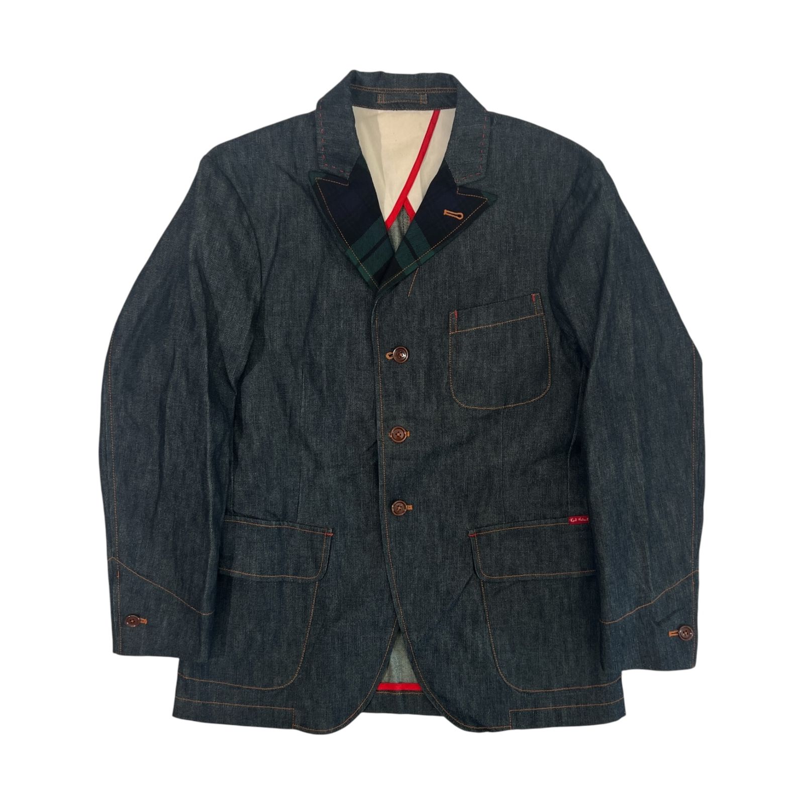 美品 Karl Helmut カールヘルム ブラックウォッチ切替 カバーオール 
