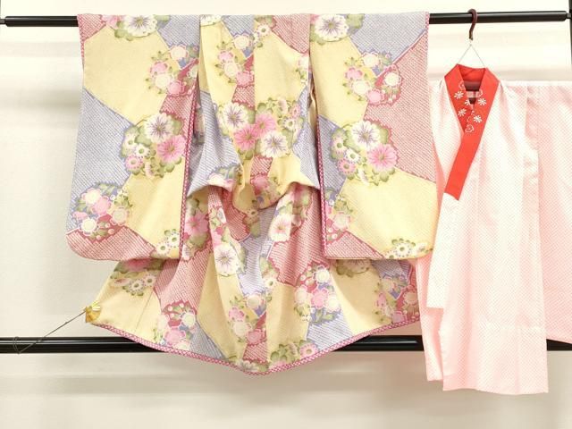 510ab3◎七五三 三歳 男の子 アンティーク着物&被布 レトロ 濃紫