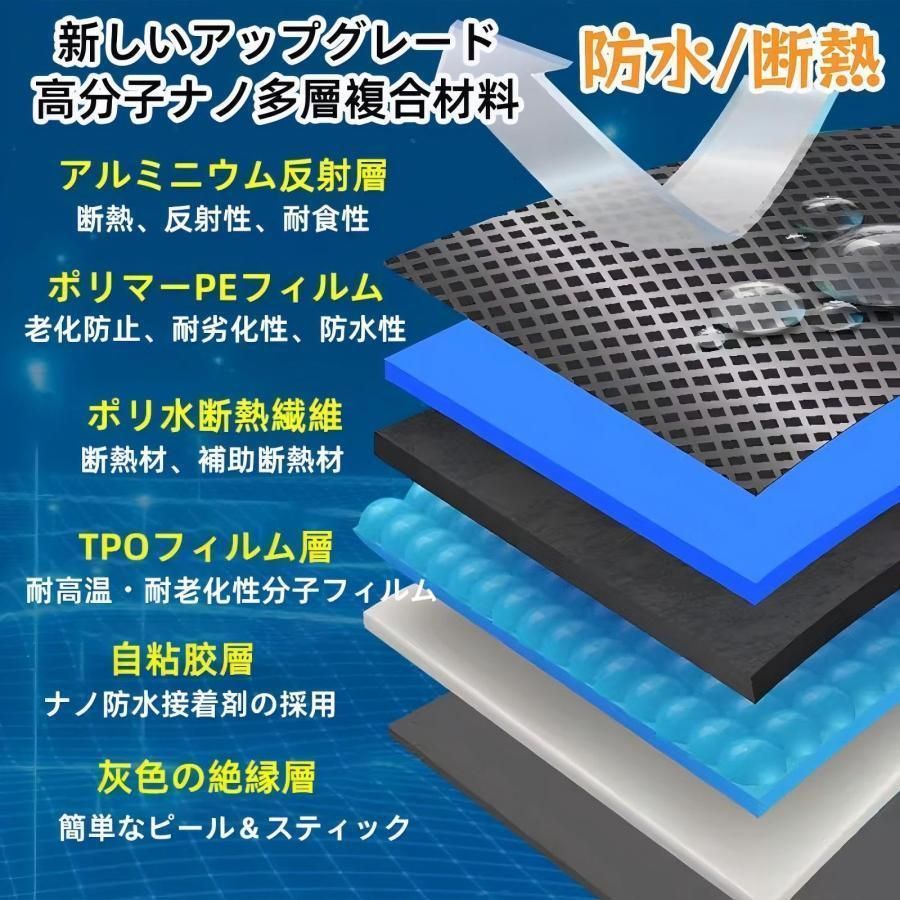 強力防水シート屋根 断熱防水テープ 屋外 防水用 補修シート トタン屋根の修理 ポリマーナノテクノロジー 単独作業 屋外 屋上 屋根使用