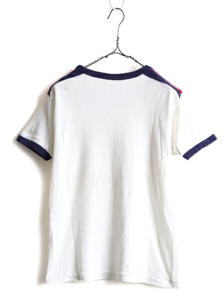 70s ビンテージ □ カナダ プリント 半袖 リンガー Tシャツ ( メンズ 