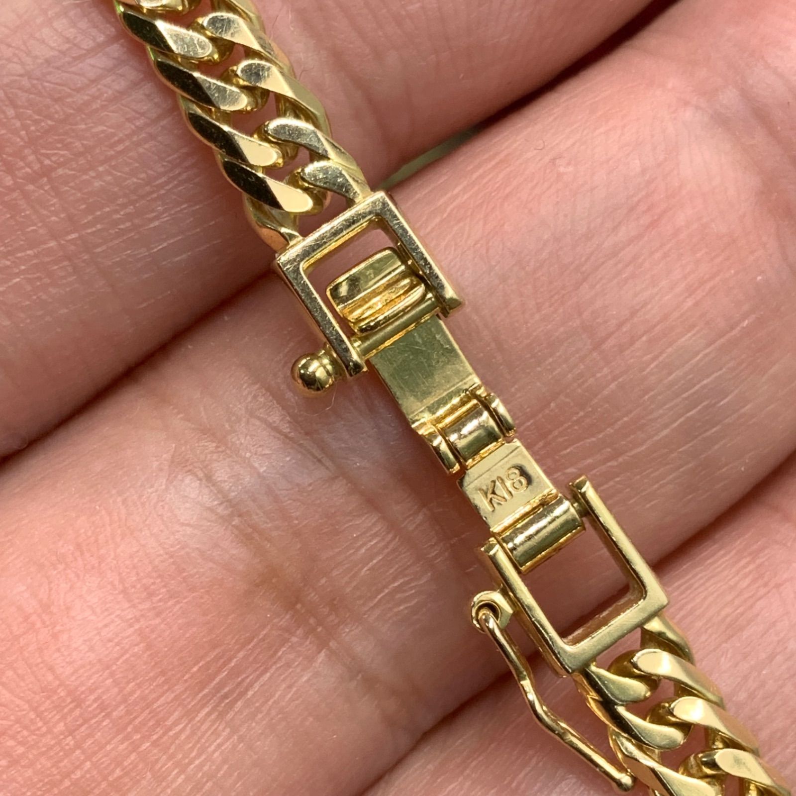 K18 喜平ダイヤ 馬蹄ブレスレット 14. 1g 6面ダブル 約20.5cm