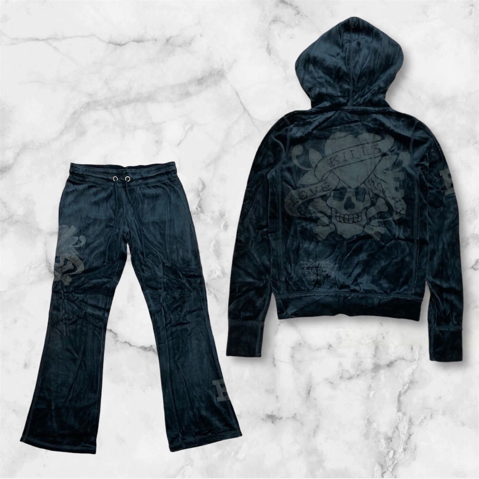 新品未使用》ED HARDY エドハーディ ベロア パーカー セットアップ