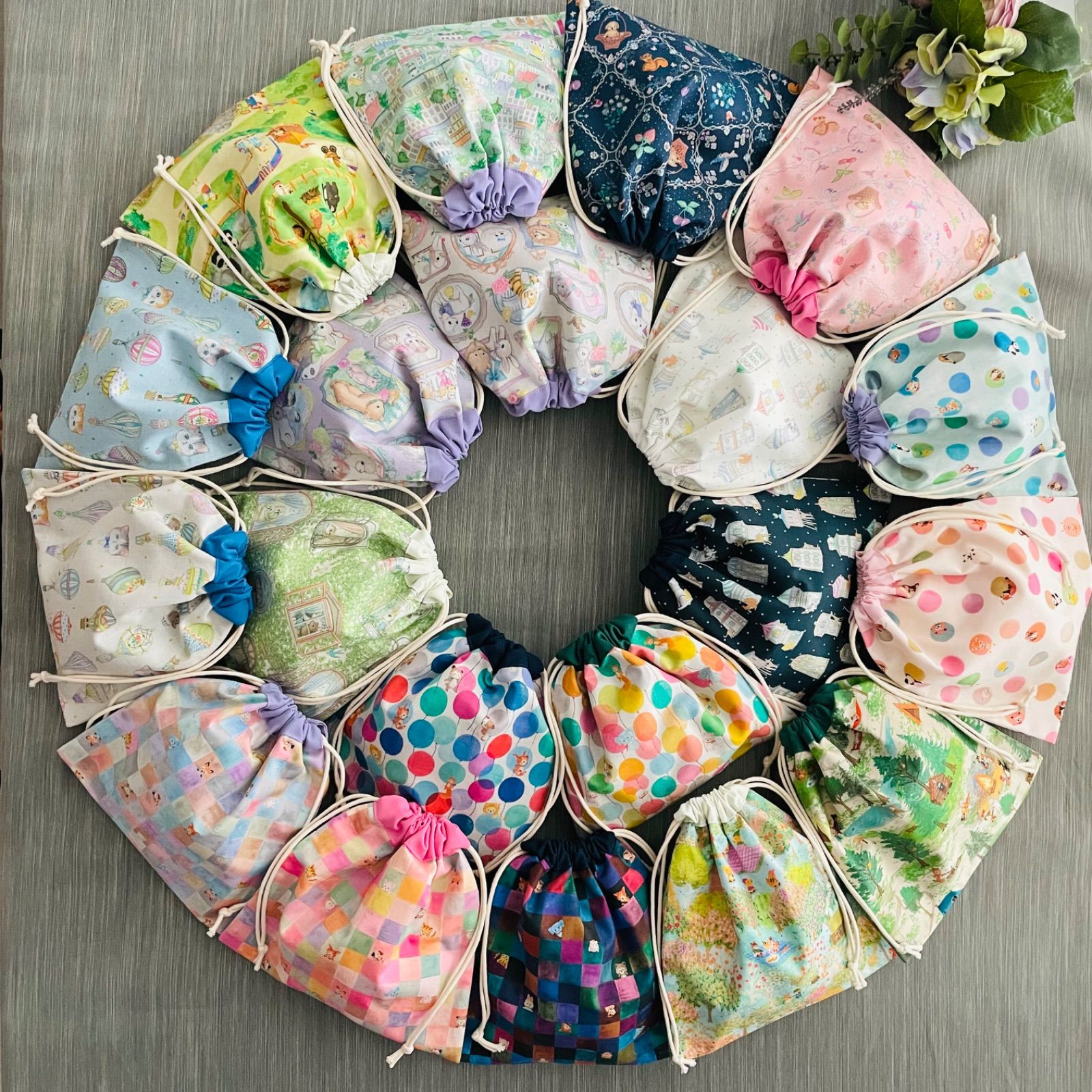 入園入学オーダーページ 給食袋コップ袋ランチョンマットお弁当袋防災